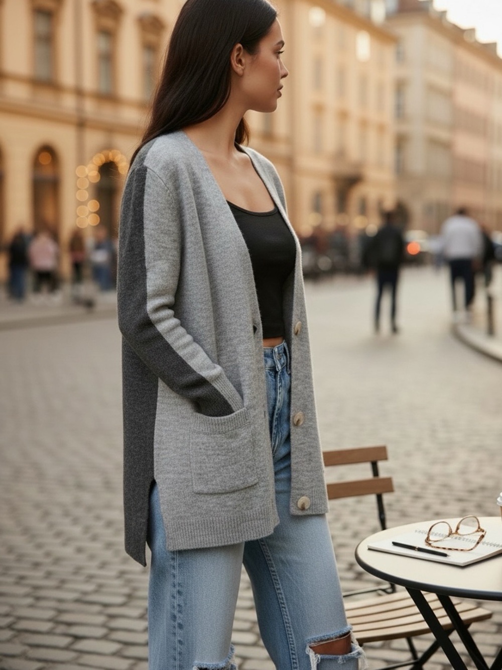 BB Dakota Steve Madden Gray Cardigan Knit Sweater Women’s Size M Button Soft